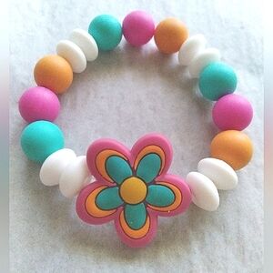 Colorful Handmade Stretch 80's Inspired Flower Bracelet
